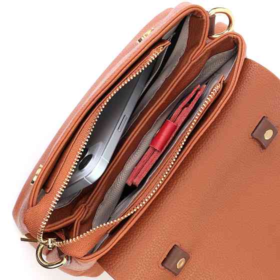 Елегантна сумка для жінок з короткою ручкою з натуральної шкіри Руда (Vintage) Київ