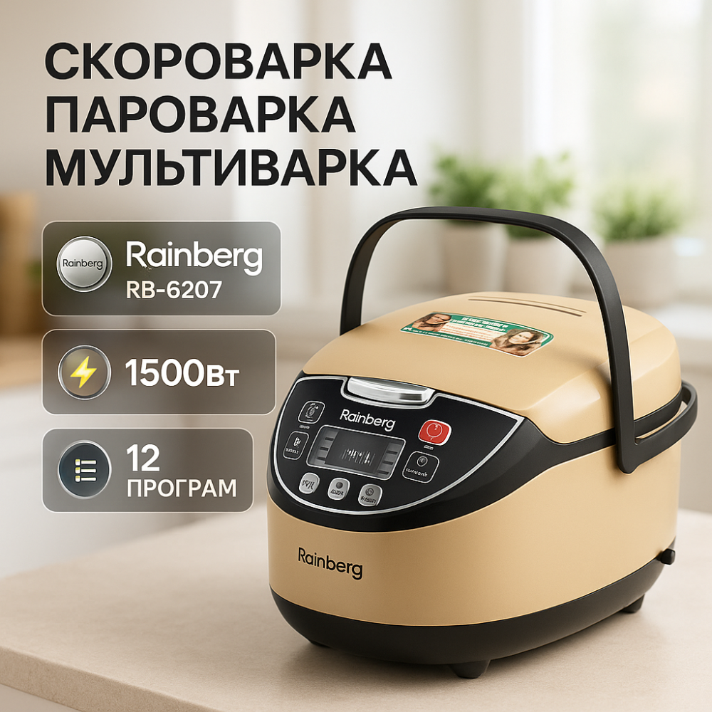 Мультиварка с режимом приготовления Rainberg, Многофункциональная мультиварка для дома FE-21 Львов - изображение 19