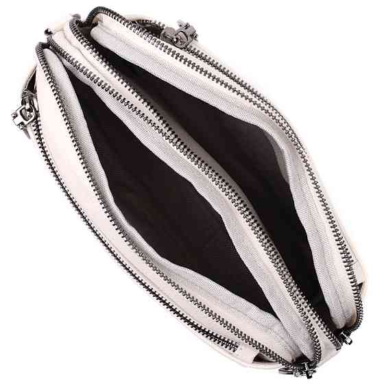 Жіноча прямокутна сумка з кишенями з натуральної шкіри Vintage 22598 Біла Київ