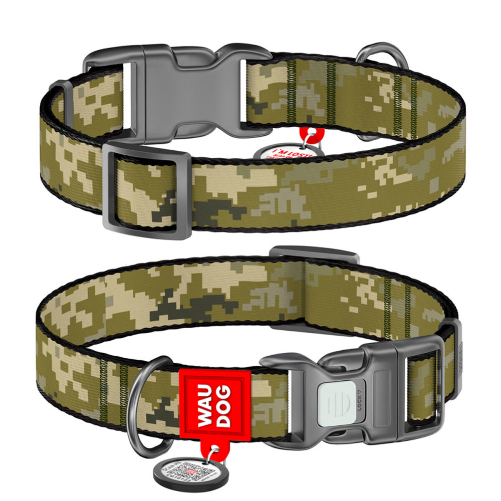 Ошейник для собак нейлоновый WAUDOG Nylon с QR-паспортом, рисунок 