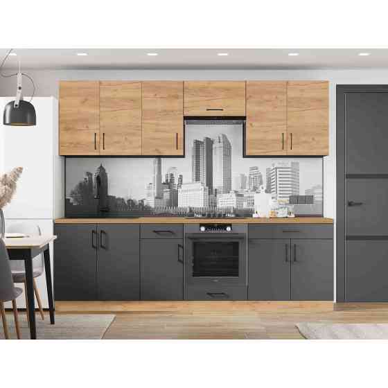 Кухня модульна Эверест Оптима набор №6 Дуб крафт золотой+Антрацит 2,6 м (без столешницы) (DTM-5716) Львов