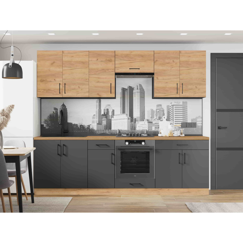 Кухня модульна Еверест Оптіма набір №6 Дуб крафт золотий+Антрацит 2,6 м (без стільниці) (DTM-5716) Львів - фото 1