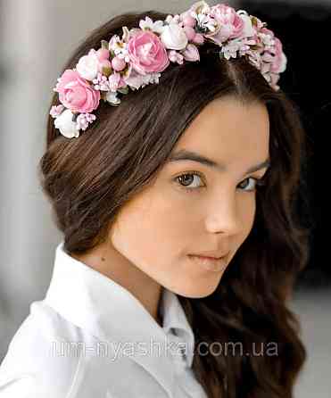 Обідок обруч з трояндочками "Блакитний Пишний" Кривий Ріг