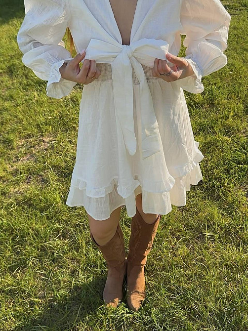 Женское легкое романтичное мини платье из льна Одесса - изображение 10