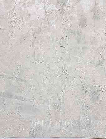 Шпалери вінілові на флізеліні Grandeco Anastasia метрові під штукатурку під бетон зелені білі зі сріблом Київ