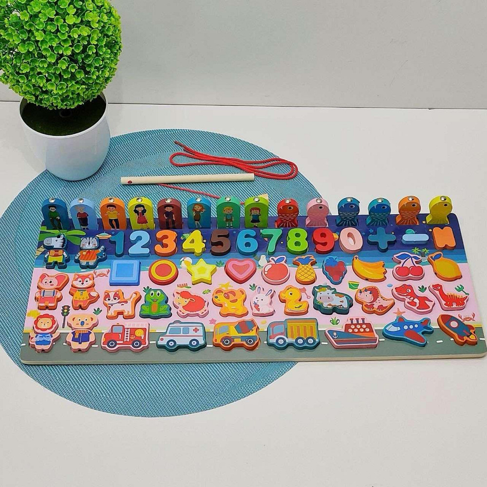 Дерев'яна іграшка Tree Toys Багатофункціональна дошка магнітна рибалка цифри тварини та інше Розумники (MD 0816) Чернігів - фото 1