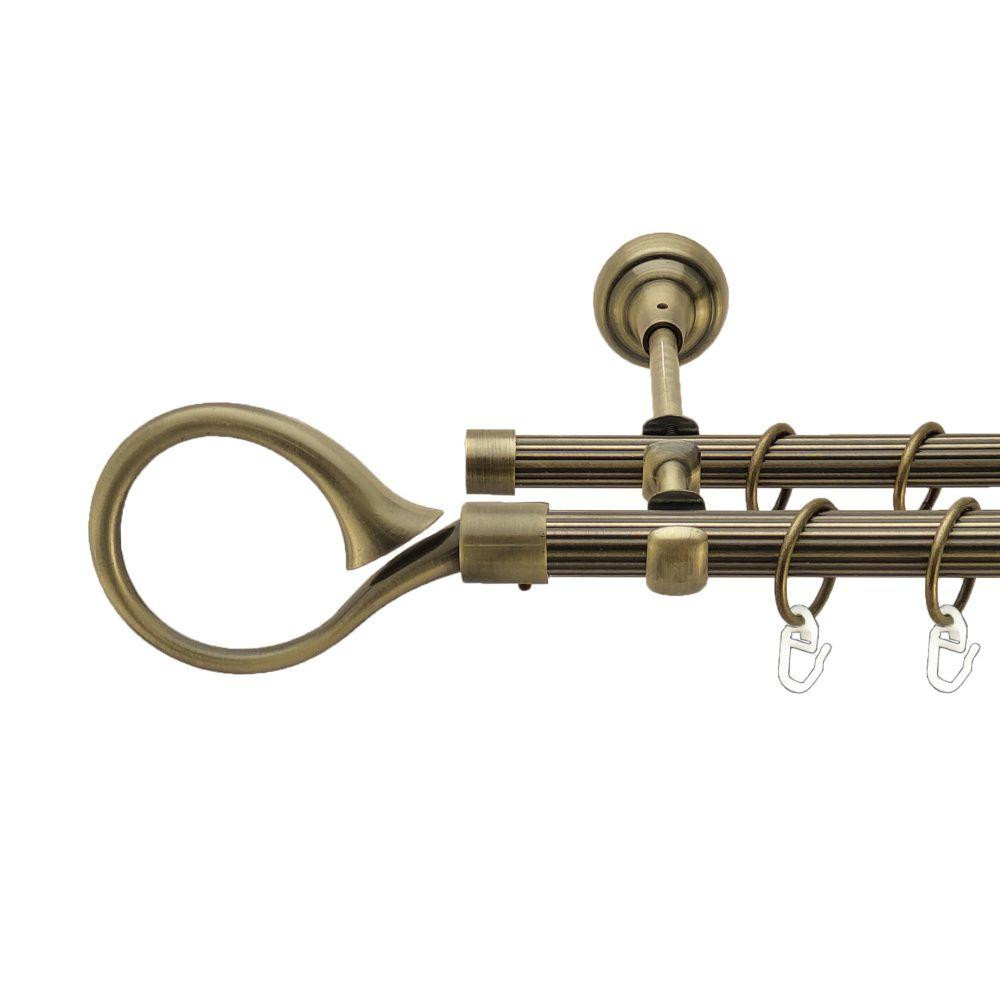 Карниз Orvit Скіпта металевий дворядний відкритий рифлена труба кільце металеве Антик 19\16 мм 300 см (00-00017382) Львів - фото 1