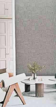 Шпалери вінілові на флізеліні AdaWall Omega1.06х10 геометрія 3д фігури смуги бірюзові коричневі 23209-4 Київ