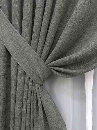 Комплект готовых штор VR-Textil Лен Мешковина № 108ш Серый 120х270см 2 шт (39-0035) Киев