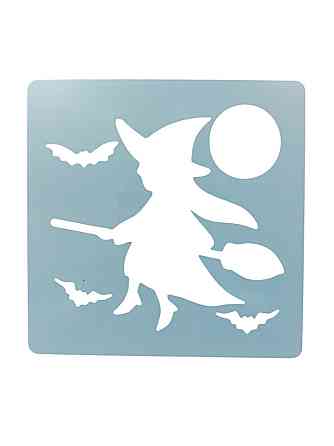 Трафарет на Хэллоуин Ведьма на метле 13 на 13 см серый Киев