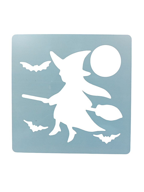 Трафарет на Хелловін Відьма на мітлі 13 на 13 см сірий Київ - фото 2