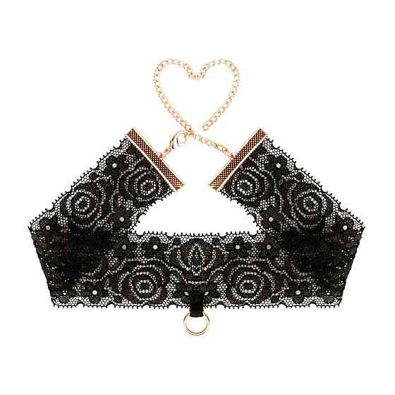 Кружевные наручники и воротник Rosy Gold - Lace Cuffs and Collar - Black Sex Aura Киев