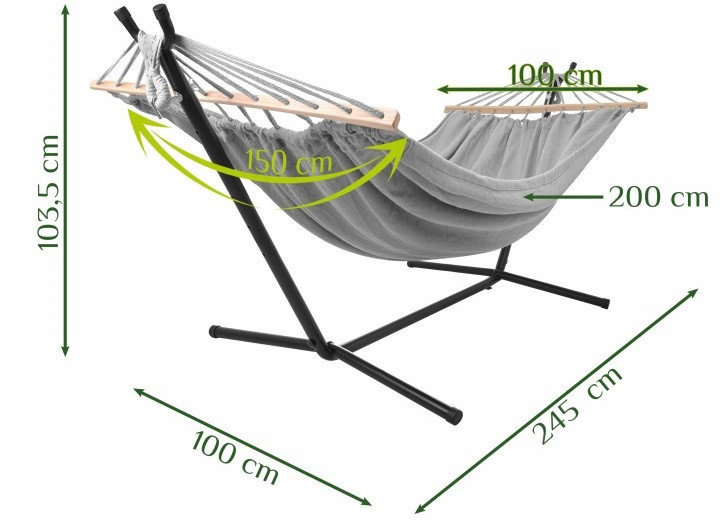 Двомісний садовий гамак з підвісною рамою 200х150 см до 250 кг Gardlov (27293) Нововолинськ - фото 6