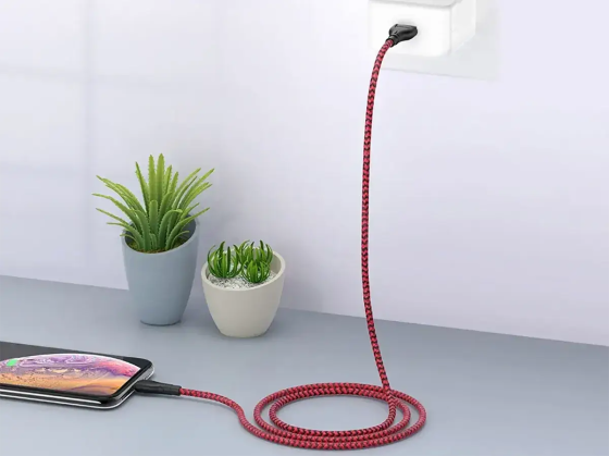 Кабель USB - Lightning Borofone 1м 2.4А швидка зарядка для iPhone iPad нейлоновий шнур із захисним чіпом Одеса
