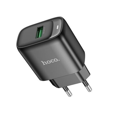 Мережевий зарядний пристрій Hoco C140A Smart single port QC3.0 charger(EU) Black (6942007627788) Киев - изображение 1