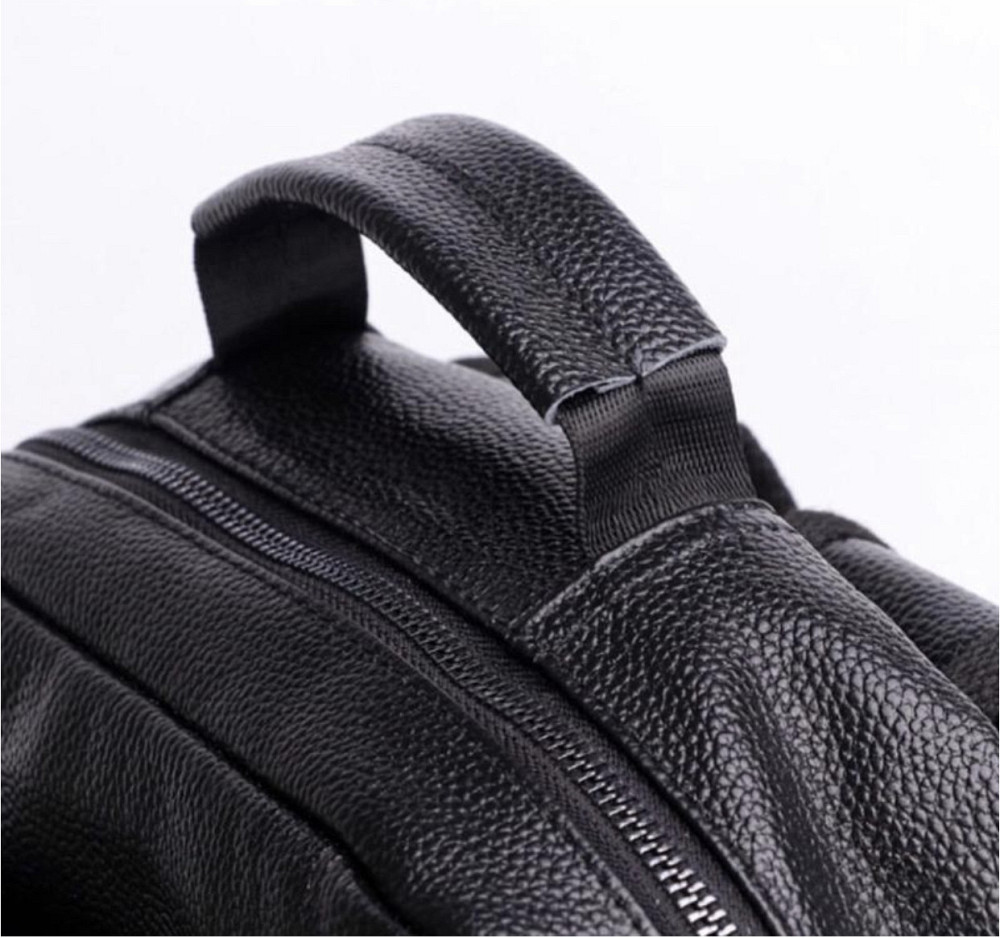 Качественный мужской рюкзак из натуральной кожи черный прочный ранец на каждый день Tiding Bag Київ - фото 7