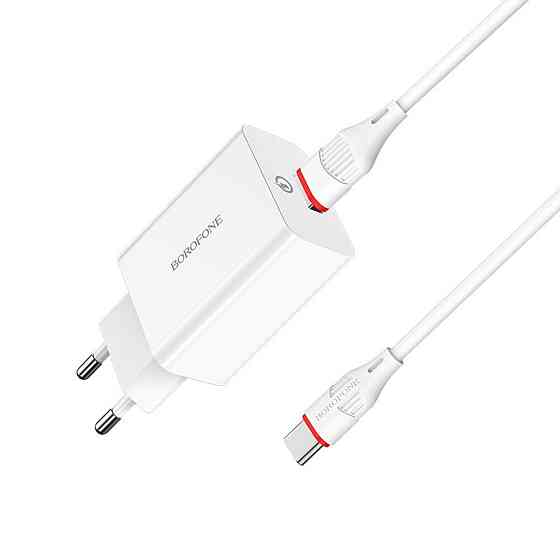 Мережевий зарядний пристрій BOROFONE BA21A Long journey single port QC3.0 charger set, колір білий BA21ACW Одеса