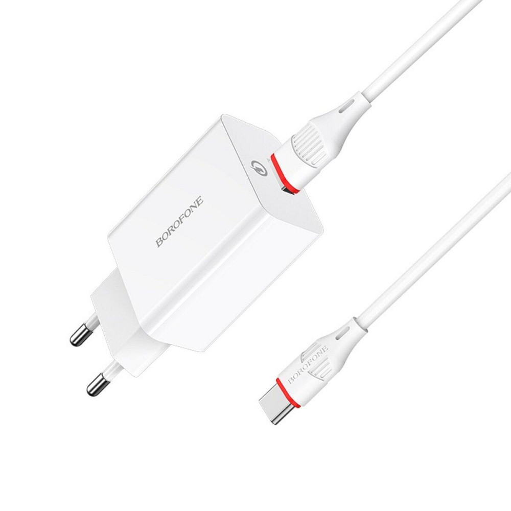 Мережевий зарядний пристрій BOROFONE BA21A Long journey single port QC3.0 charger set, колір білий BA21ACW Одеса - фото 3