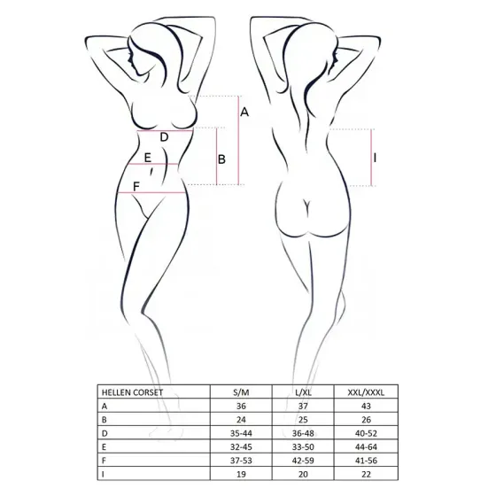 Корсет з пажами Passion HELLEN CORSET S/M, black, трусики, напівпрозорий Львов