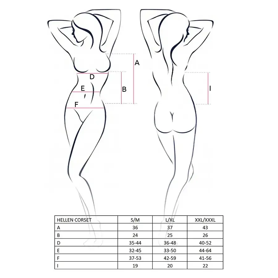 Корсет з пажами Passion HELLEN CORSET S/M, black, трусики, напівпрозорий Львів - фото 3