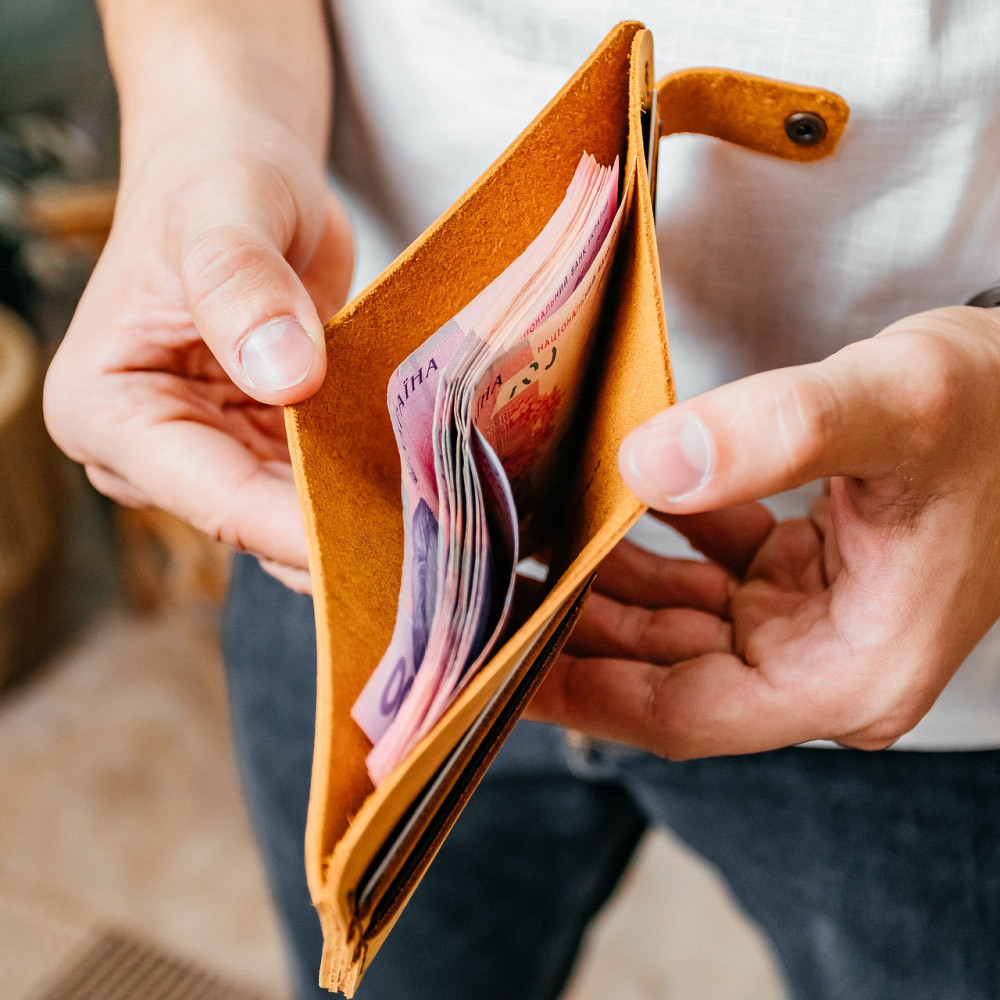 Гаманець чоловічий з натуральної шкіри Crazy Horse, місткий гаманець на кнопці, рудийMasterSem Київ - фото 1