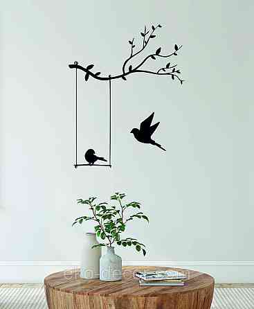 Декоративное настенное Панно «Птички», Декор на стену 110*89 см, Черный Киев