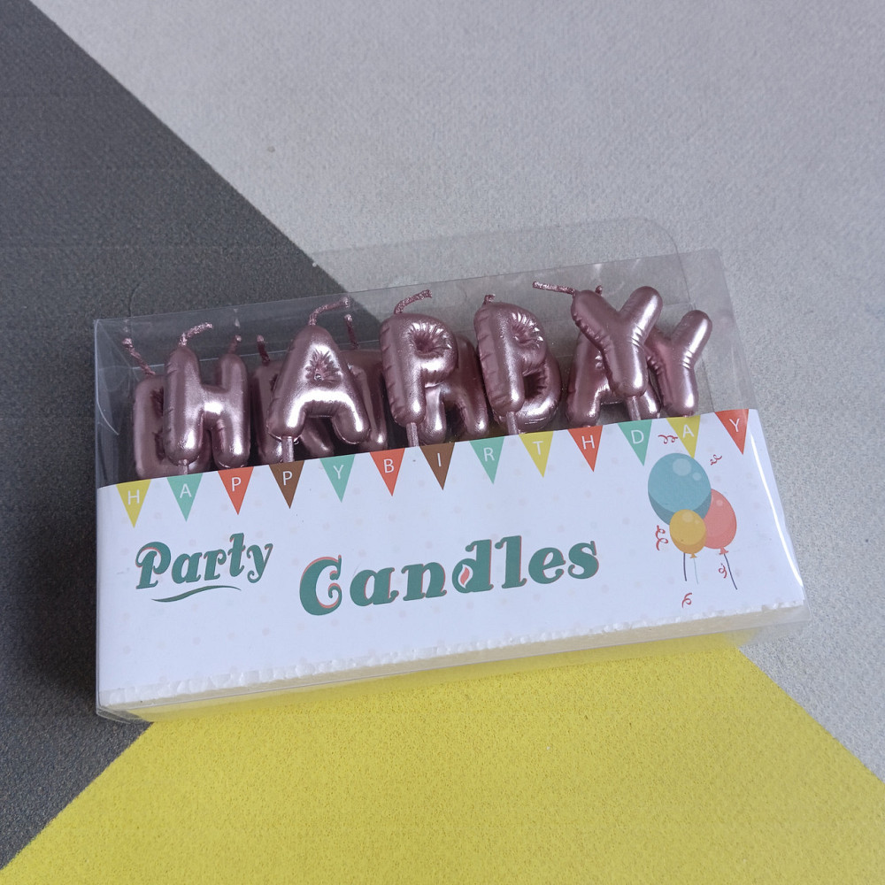 Свечи для торта happy birthday розовое золото дутые Киев - изображение 7