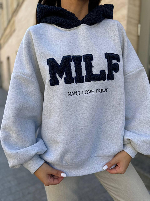 Женский стильный теплый свитшот тринитка на флисе (очень качественная)+трикотаж «Баранчик» Меланж, 46/48 Одесса - изображение 1