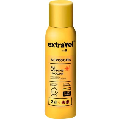 Аэрозоль от насекомых Extravel Kids От комаров и мошек 80 мл (4820184441521) Винница - изображение 1
