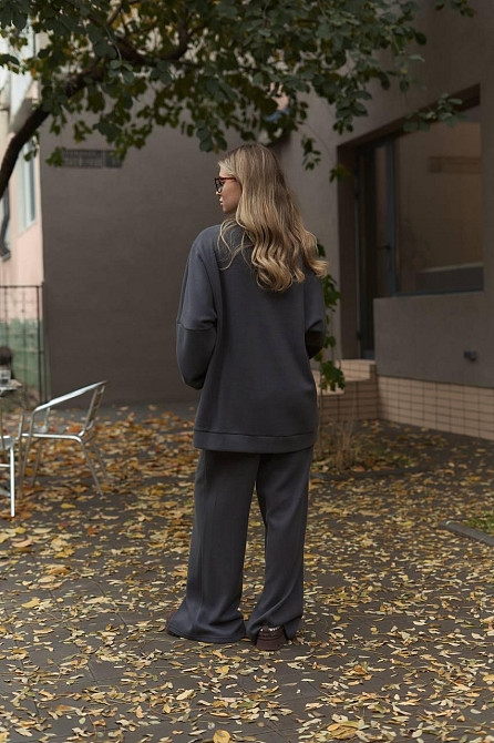 Жіночий теплий базовий костюм-двійка з двосторонньої ангори Графіт Одеса - фото 8