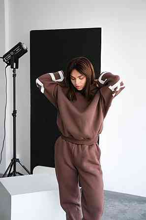 Женский стильный повседневный костюм Chicago с двойным капюшоном Мокко, 48/50 Одесса