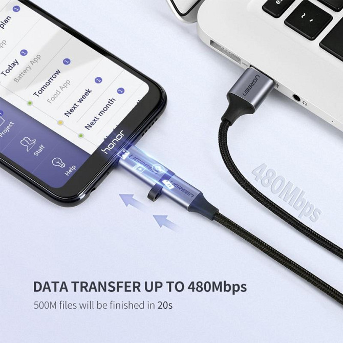 Перехідник-адаптер USB Type-C до microUSB Ugreen US282 (Сірий) Миколаїв - фото 5