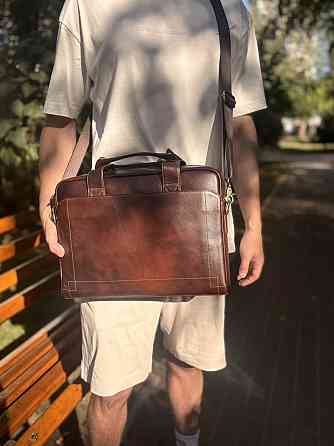 Кожаная мужская сумка для ноутбука Vintage 20470 Коричневый Киев