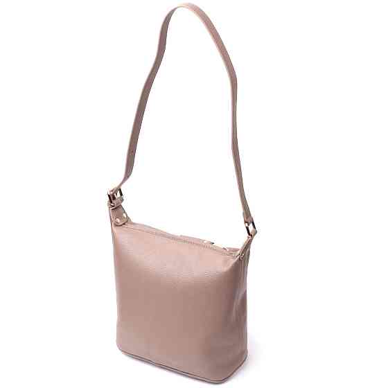 Практичная женская сумка с одной длинной ручкой из натуральной кожи Vintage 22306 Бежевая Киев