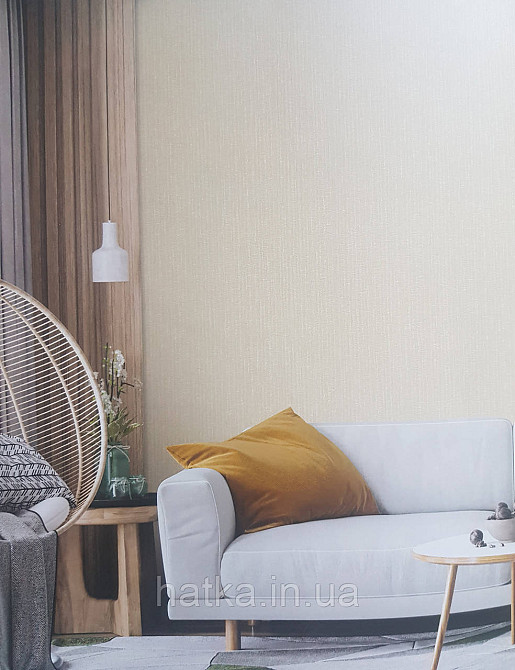 Шпалери вінілові на флізеліні AdaWall Seyyah1.06х10 однотонні смуги структурні бежеві з глянцем Київ - фото 1