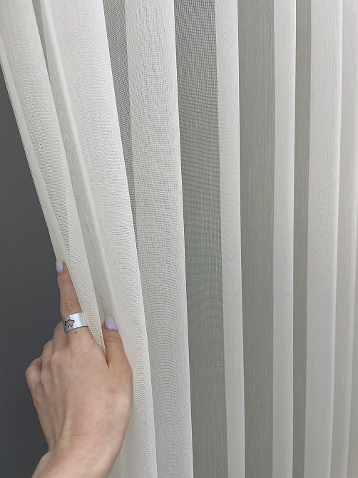 Тюль VR-Textil 1461т Бамбук с вышивкой Молочный с серым 400х270 см (42-0680) Киев - изображение 7