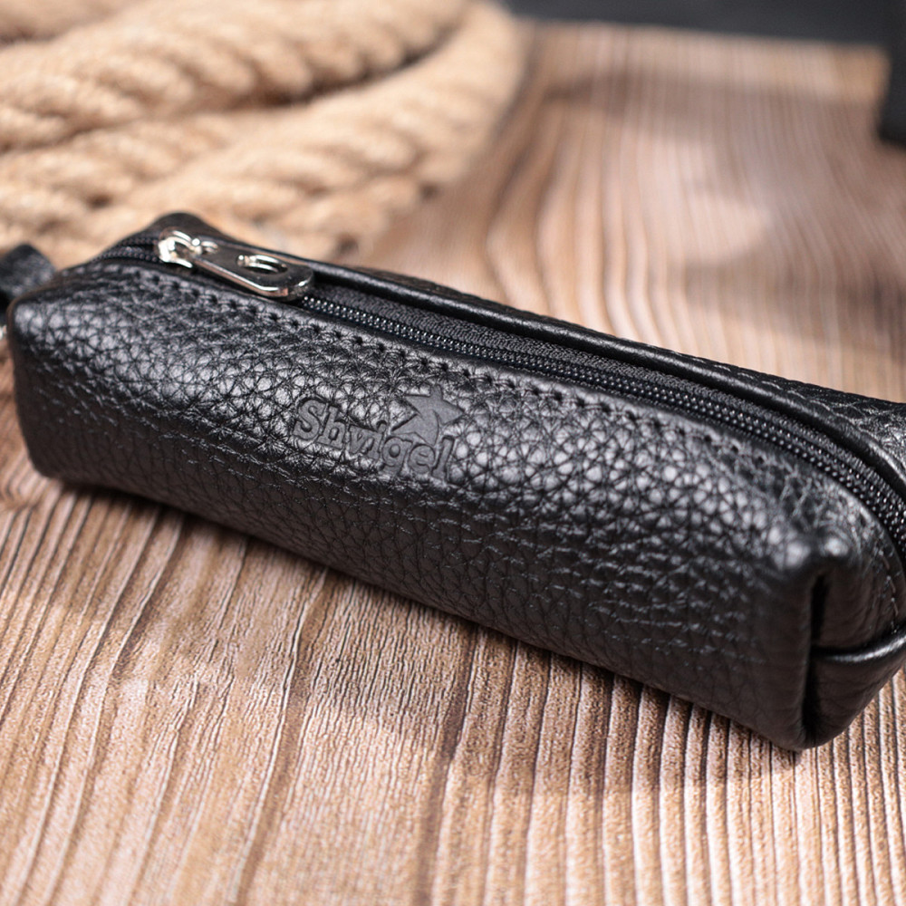 Вместительная ключница унисекс из натуральной кожи Shvigel 16227 Черная Киев - изображение 3