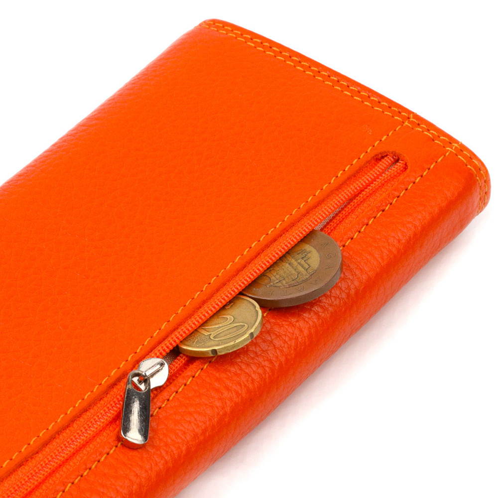 Яркий женский кошелек из натуральной зернистой кожи CANPELLINI 21706 Оранжевый Киев - изображение 7