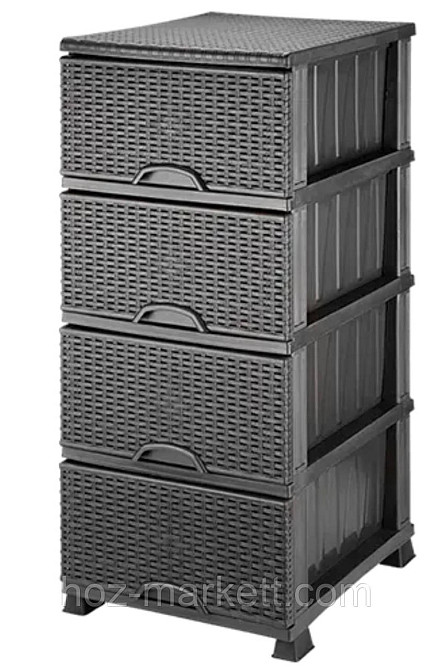 Тумба пластикова ротанг на 4 ящики сіра Туреччина Харків - фото 4