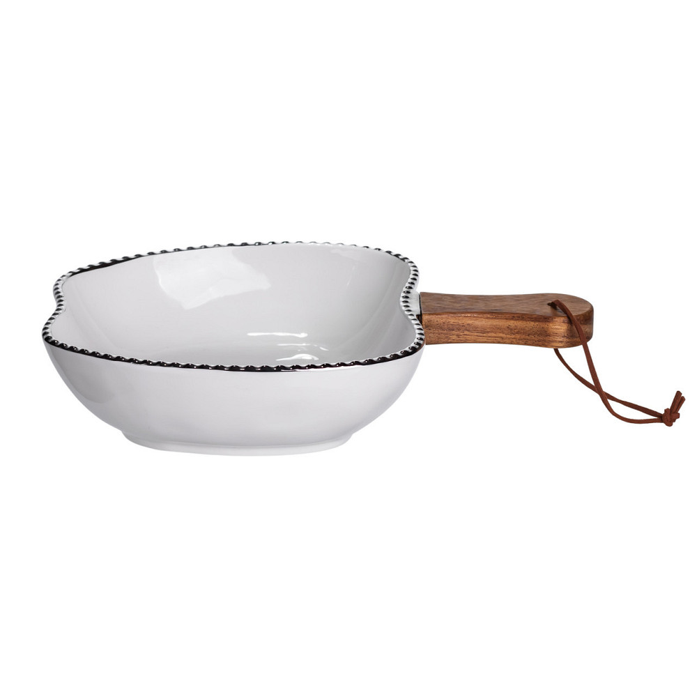 Тарелка фарфоровая глубокая с ручкой Яблоко 25×20×5 (см) с ручкой Серебро ZJH-14-4 Киев - изображение 3