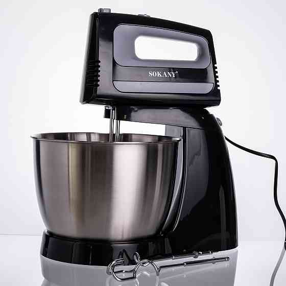 Стаціонарний міксер Sokany CX-6622 з чашею 3,5 л, 400 Вт, 5 швидкостей, 2 насадки Чорний Коломыя