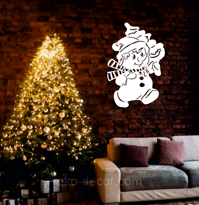 Декоративное настенное Панно «Снеговик», Декор на стену 110*74 см Киев - изображение 3