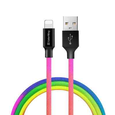 Дата кабель USB 2.0 AM to Lightning 1.0m multicolor ColorWay (CW-CBUL016-MC) Вінниця