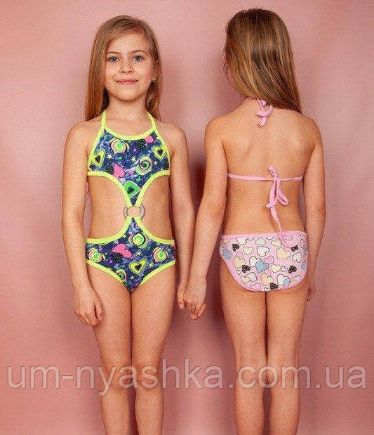 Купальник дитячий з кільцем на животі синій з сердечками Розмір 64 зростання 110 Кривий Ріг - фото 1