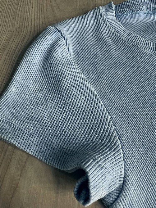 Платье женское MMC 240032 средней длины футболкой вареное тай-дай в рубчик, голубой, one size Одесса - изображение 9