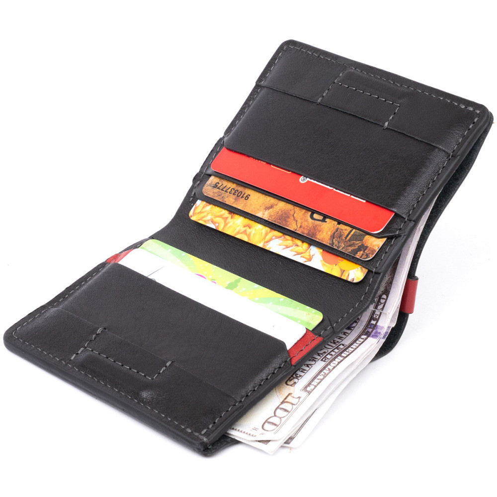 Стильне портмоне-кредитниця комбі в гладкій шкірі Чорне (GRANDE PELLE) Київ - фото 10