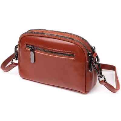 Сумка Vintage Глянцевая Женская на каждый день из натуральной кожи Коричневая (22419) Винница