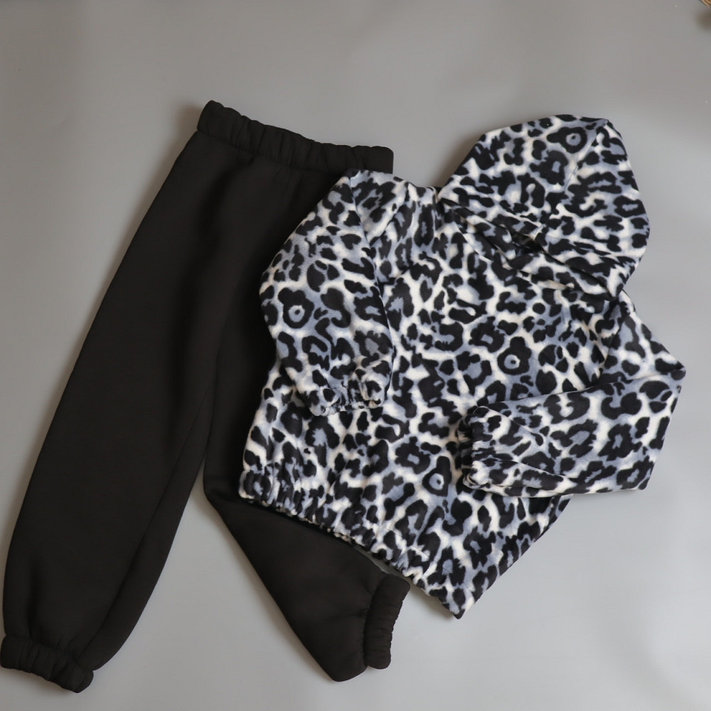 Зимний флисовый детский костюм лео серый (худи с капюшоном + штаны) 122 Каменец-Подольский - изображение 1