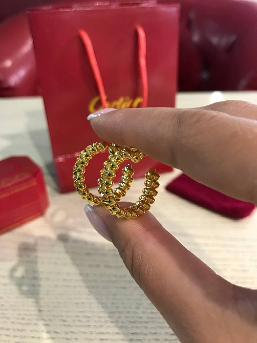 Cartier серьги с зубчиками  в лимонном золоте / Картье серьги кольца лимонное золото Одесса - изображение 2