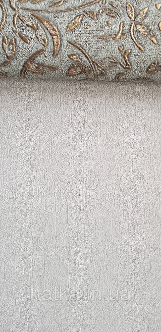 Шпалери вінілові на флізеліні Marburg Aura метрові однотонні під крихту структурні сірі Київ - фото 3
